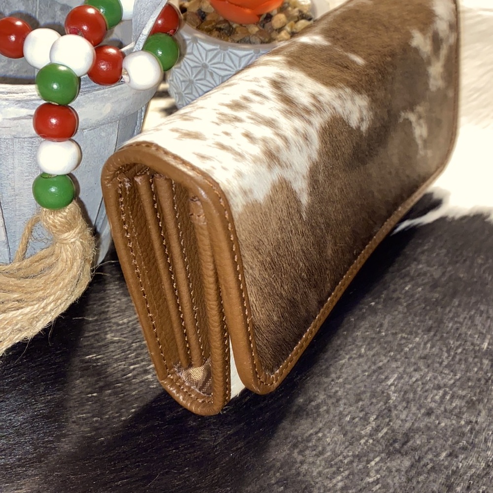 100% Real Handmade Cowhide Western Ladies Wallet Real Leather Hair On#8172 - Picture 5 of 5